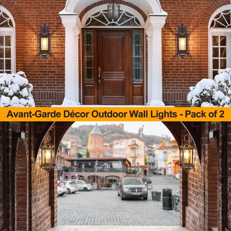 B07049P 18” Bronze Outdoor Wall Lights Exterior Light Fixtures 2-Pack, Porch Lights Outside Sconces Anti-Rust Aluminum Patio Lights for House Clear Glass Wall Mount Lanterns, IP65 Waterproof - Image 5