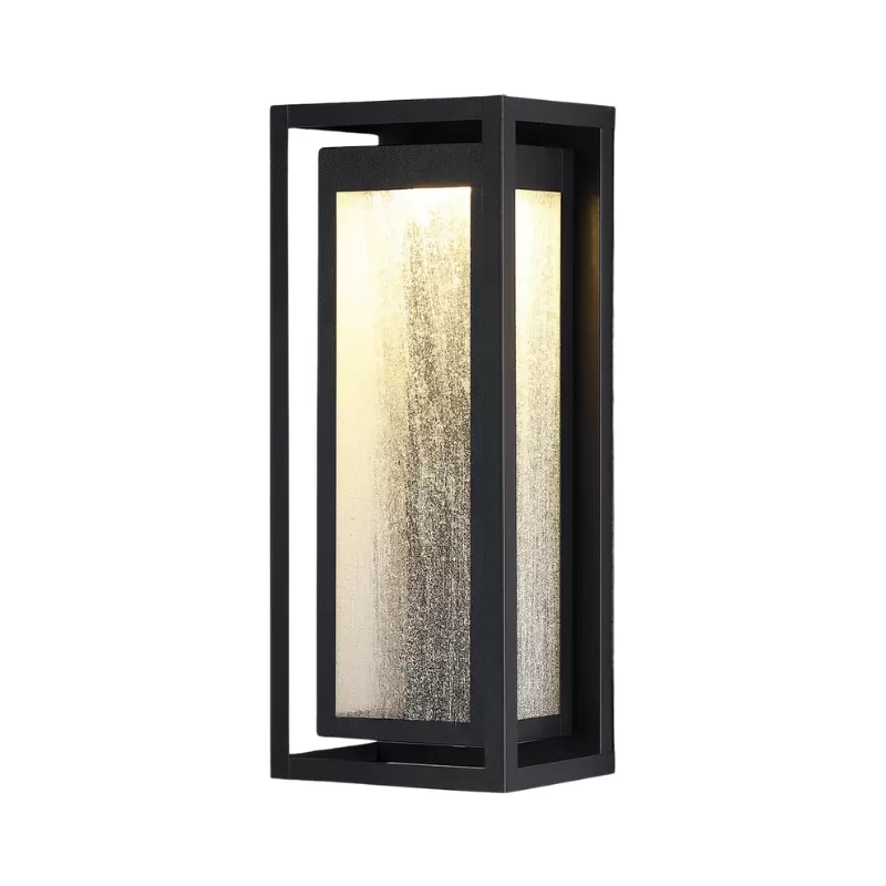 B06121BLP VIANIS Dusk to Dawn Outdoor Wall Lantern, Black Exterior Light Fixtures, Porch Light Wall Mount Lamps Outside Wall Lights for House, Garage Lights Outdoor Wall Sconce Lanterns with Water Ripple Glass