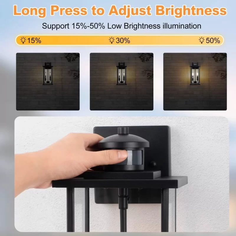 B06139PP Dusk to Dawn Outdoor Wall Light, Outdoor Wall Lamps for Patio, Black Dusk to Dawn Outdoor Wall Lantern, Exterior Lighting Fixtures with Tempered Glass for House, Porch, Garden, Garage 2-Pack - Image 4