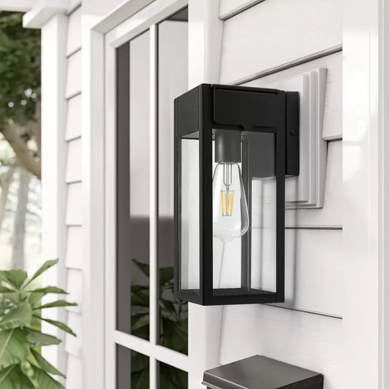 B05053GP/B05053P 2 Pack Porch Lights Outdoor Wall Sconce, Outdoor Light with GFCI Outlet, Waterproof Exterior Wall Lantern Light Fixtures, Anti-Rust Wall Lamp with Clear Glass for Patio Doorway Garage - Image 4
