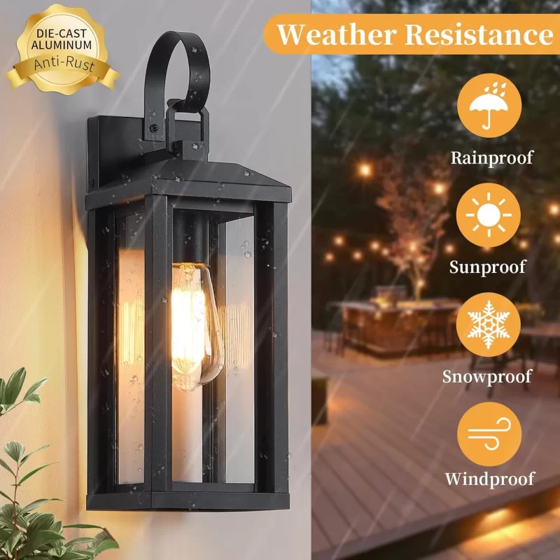 B05075P Modern Large Outdoor Wall Lights Exterior 2Pack, 16.8" Waterproof Front Porch Lights Outdoor Wall Sconces Lights for House, Black Outdoor Patio Light Fixtures Wall Mount for Entryway Garage - Image 4