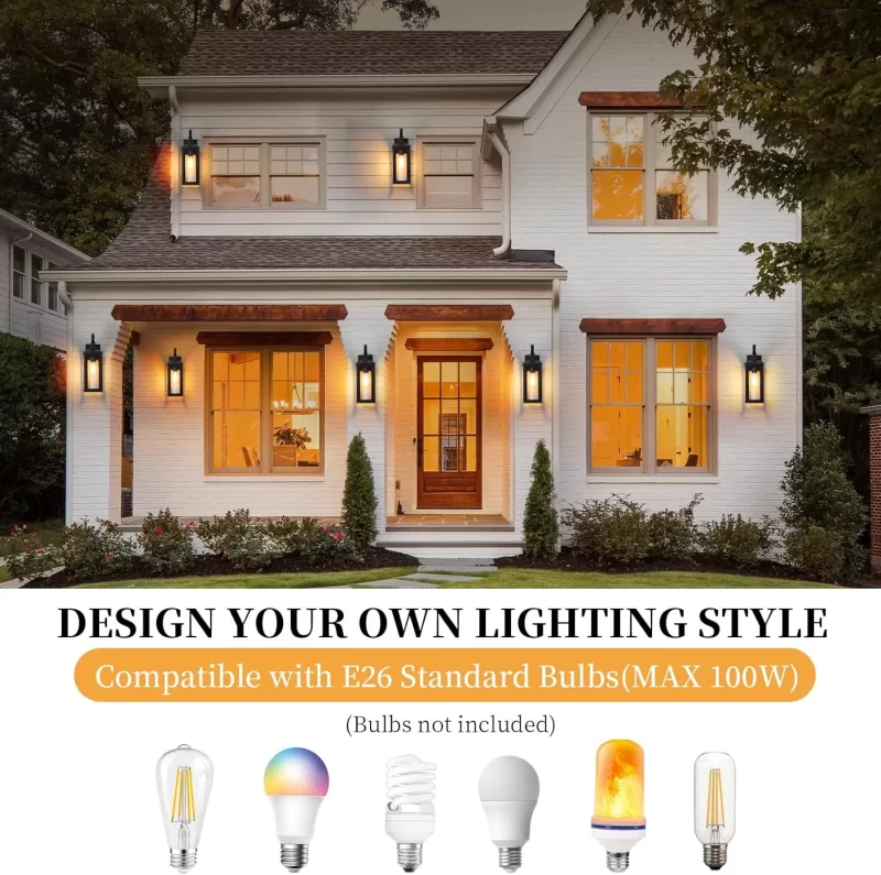 B05075P Modern Large Outdoor Wall Lights Exterior 2Pack, 16.8" Waterproof Front Porch Lights Outdoor Wall Sconces Lights for House, Black Outdoor Patio Light Fixtures Wall Mount for Entryway Garage - Image 6