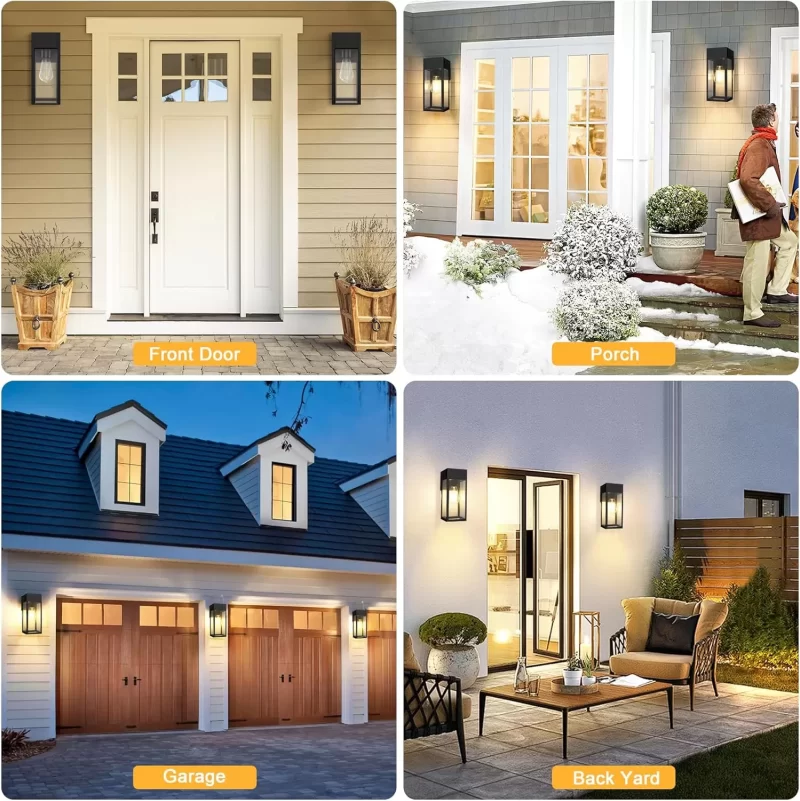 B05053GP/B05053P 2 Pack Porch Lights Outdoor Wall Sconce, Outdoor Light with GFCI Outlet, Waterproof Exterior Wall Lantern Light Fixtures, Anti-Rust Wall Lamp with Clear Glass for Patio Doorway Garage - Image 5