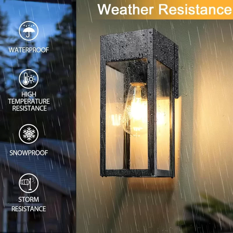 B05053GP/B05053P 2 Pack Porch Lights Outdoor Wall Sconce, Outdoor Light with GFCI Outlet, Waterproof Exterior Wall Lantern Light Fixtures, Anti-Rust Wall Lamp with Clear Glass for Patio Doorway Garage - Image 7