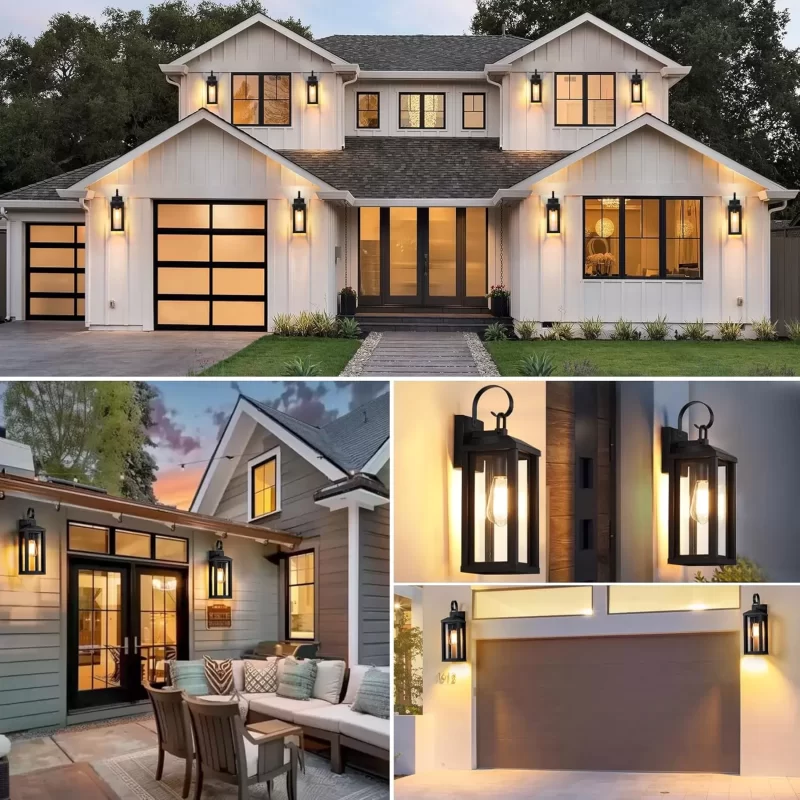B05075P Modern Large Outdoor Wall Lights Exterior 2Pack, 16.8" Waterproof Front Porch Lights Outdoor Wall Sconces Lights for House, Black Outdoor Patio Light Fixtures Wall Mount for Entryway Garage - Image 2