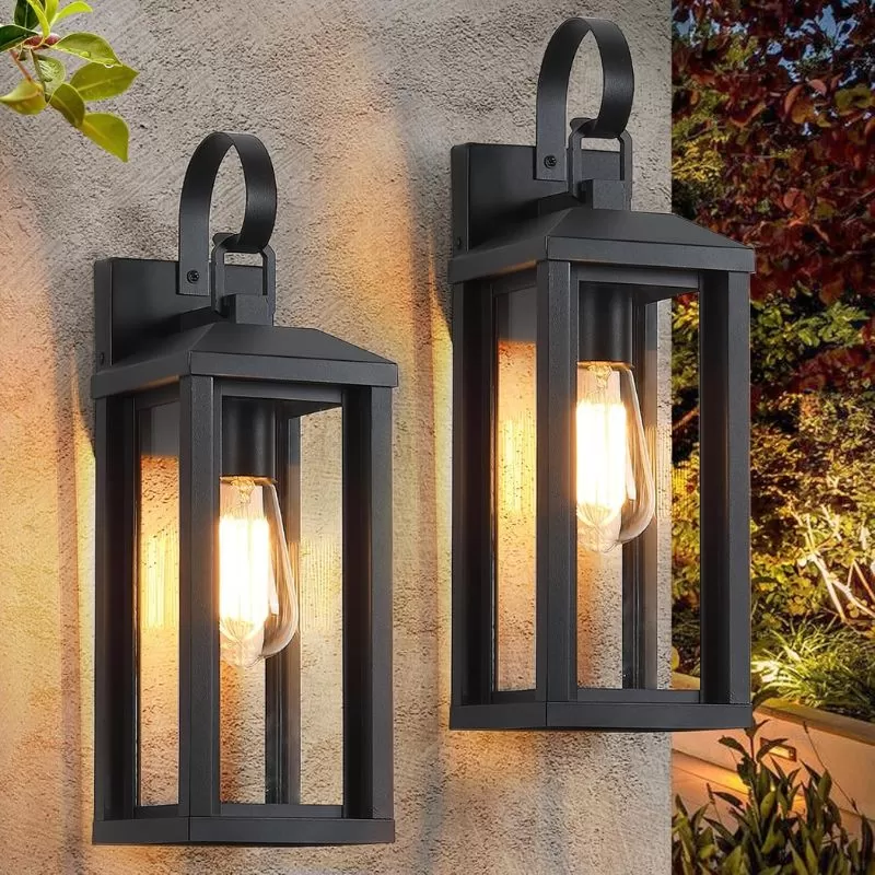 B05075P Modern Large Outdoor Wall Lights Exterior 2Pack, 16.8" Waterproof Front Porch Lights Outdoor Wall Sconces Lights for House, Black Outdoor Patio Light Fixtures Wall Mount for Entryway Garage