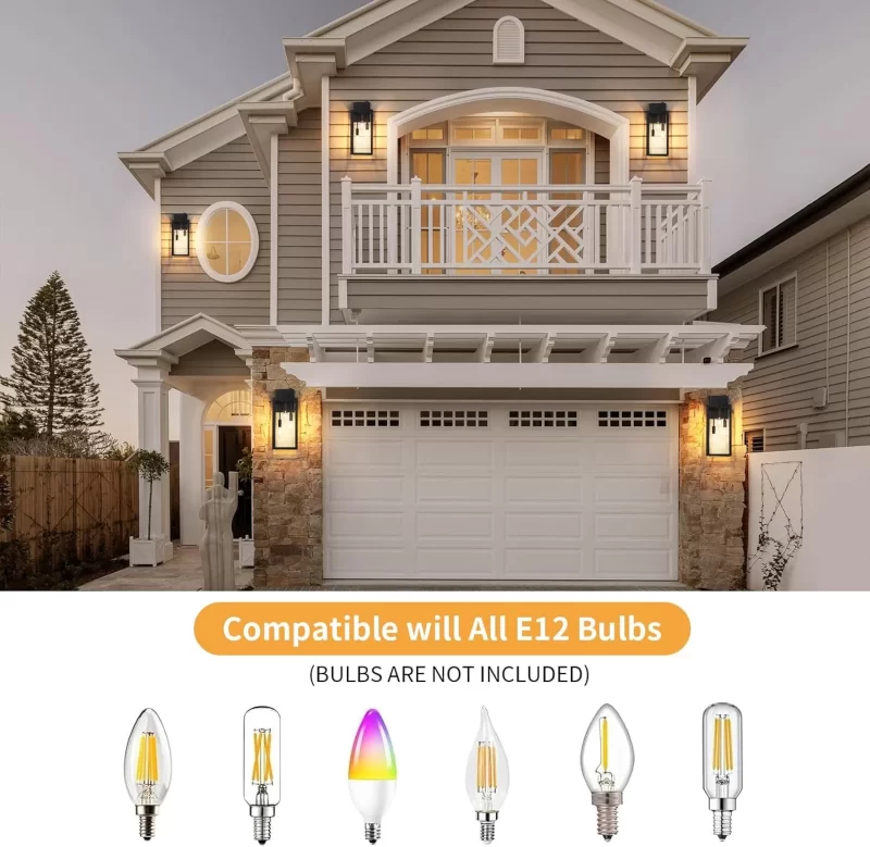 B06127PP Extra Large Dusk to Dawn Outdoor Wall Light 3-Light, 16'' Modern Exterior Lighting Fixtures Waterproof Front Porch Light Wall Mounted Lighting, Black Wall Sconces for Patio Entryway Garage - Image 4