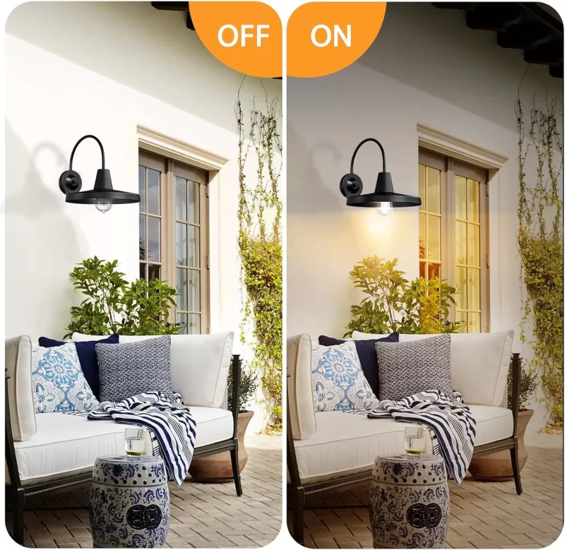 B11012P Outdoor Gooseneck Barn Lights 2-Pack, 11.75" Farmhouse Exterior Lighting Fixtures Wall Sconce E26 Socket, Anti-Rust Waterproof Black Outdoor Wall Lantern for Patio Front Porch Doorway Garage - Image 5