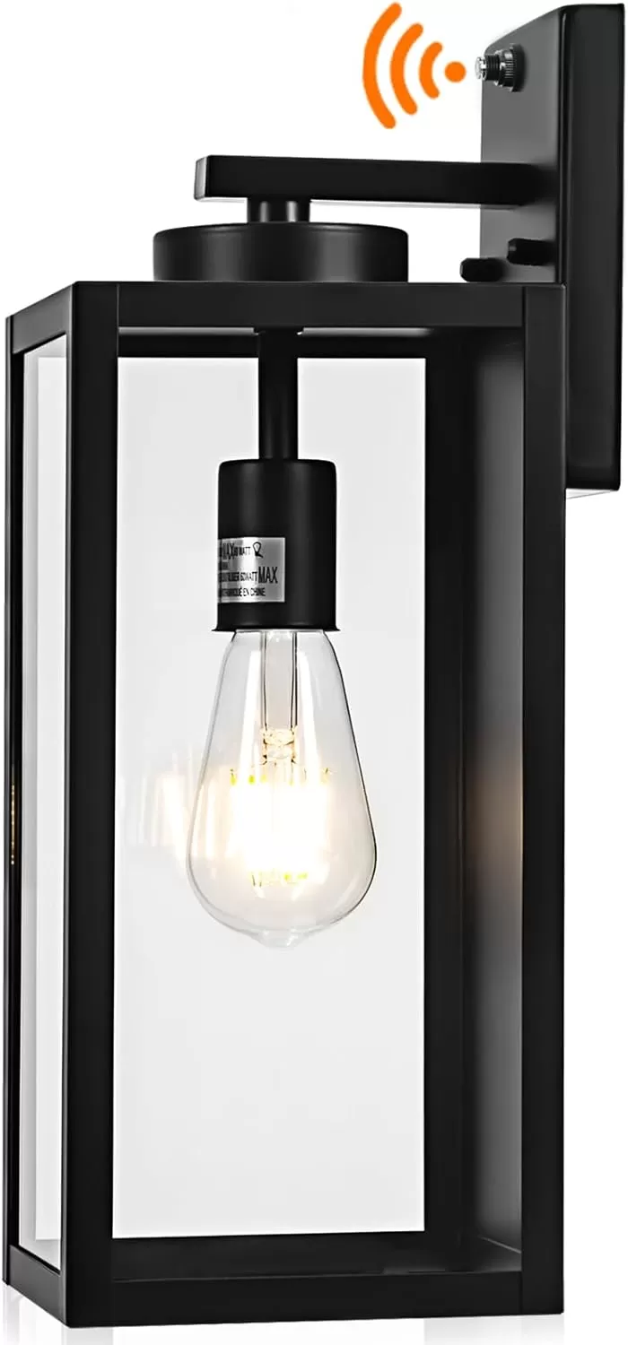 B06093PP Dusk to Dawn Outdoor Wall Light, White Large 16" Exterior Wall Lantern Waterproof, Farmhouse Porch Sconce, Modern Wall-Mounted Outside Light Fixture for House Garage