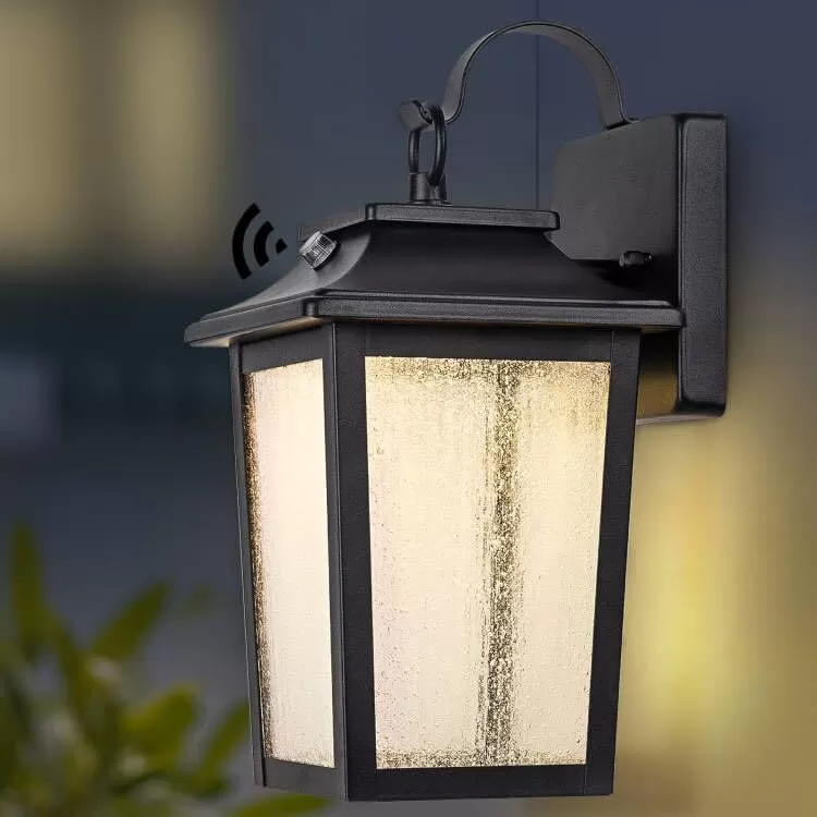 B06078LP LED Dusk to Dawn Outdoor Wall Lantern with Sensor - Exterior Porch Lighting Fixtures, Black Outside Wall Mount Sconce with 13W 3000K for House Garage, Doorway Garden Patio, 100% Waterproof Anti-Rust
