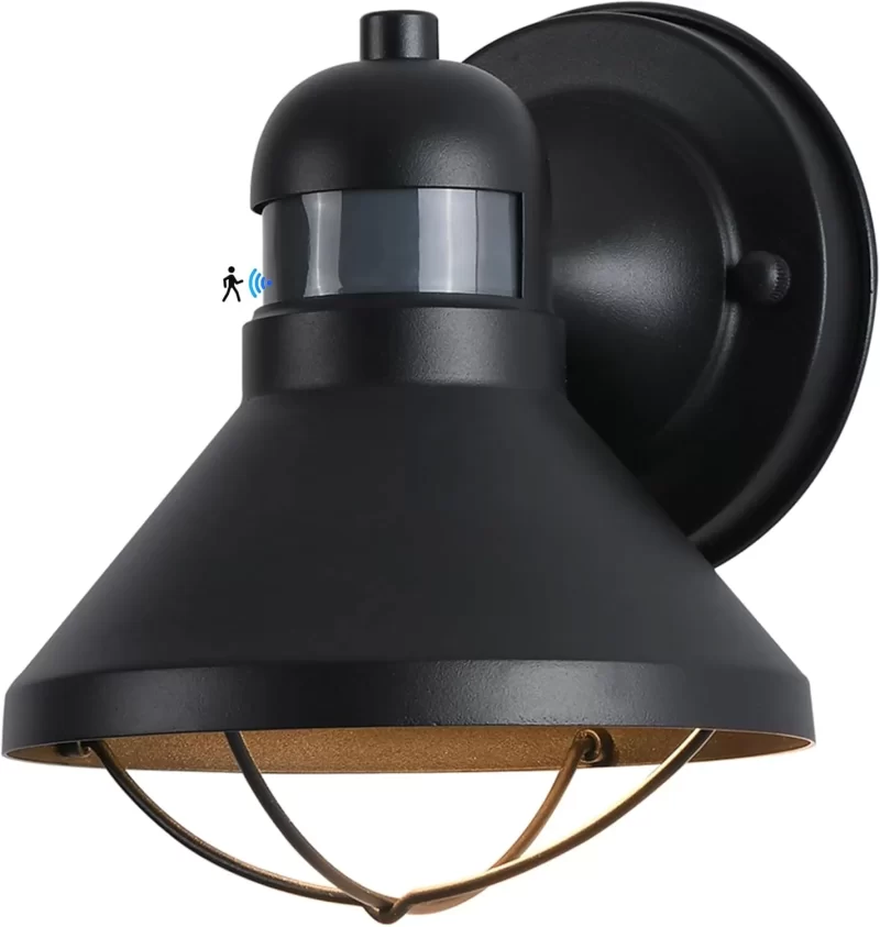 B06048LG  Motion Sensor Outdoor LED Porch Wall Light Fixtures Dusk to Dawn Exterior Barn Wall Lantern Black Farmhouse Sconce Lighting Wall Mount Lamp for Garage Patio Balcony Doorway