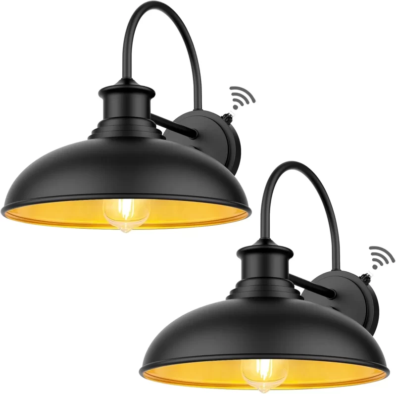 B12003PP  Dusk to Dawn Outdoor Exterior Lighting Fixtures, 14.25in Large Black Farmhouse Barn Lights, Waterproof Outside Wall Sconce for House, Garage