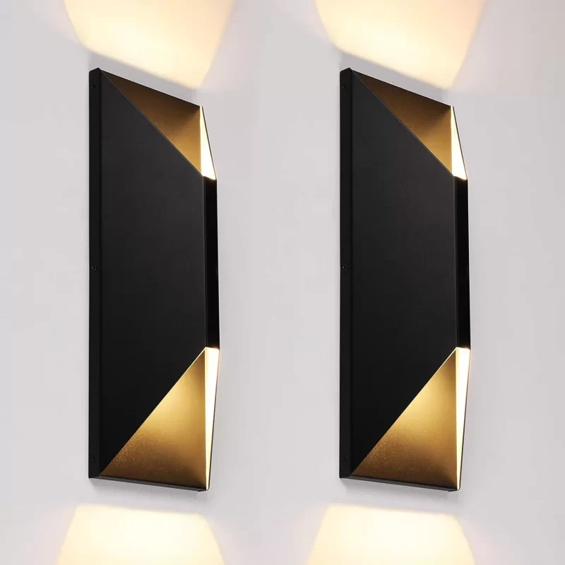 B05058L LED Up Down Wall Light, 100-277V, CRI 90+, UL Listed IP65 Waterproof, 10%-100% Dimmable for Commercial Outdoor, 14 Inch Modern Porch Light, 1600LM 3000K