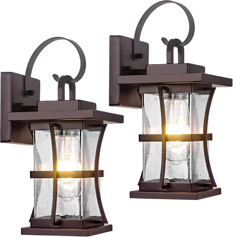 B06060CP Outdoor Wall Light - Modern Black Exterior Light Fixture Waterproof Porch Sconces Wall Mounted Lighting, Anti-Rust Rustic Wall Sconce for House Garage, Doorway, Front Door Entryway, E26