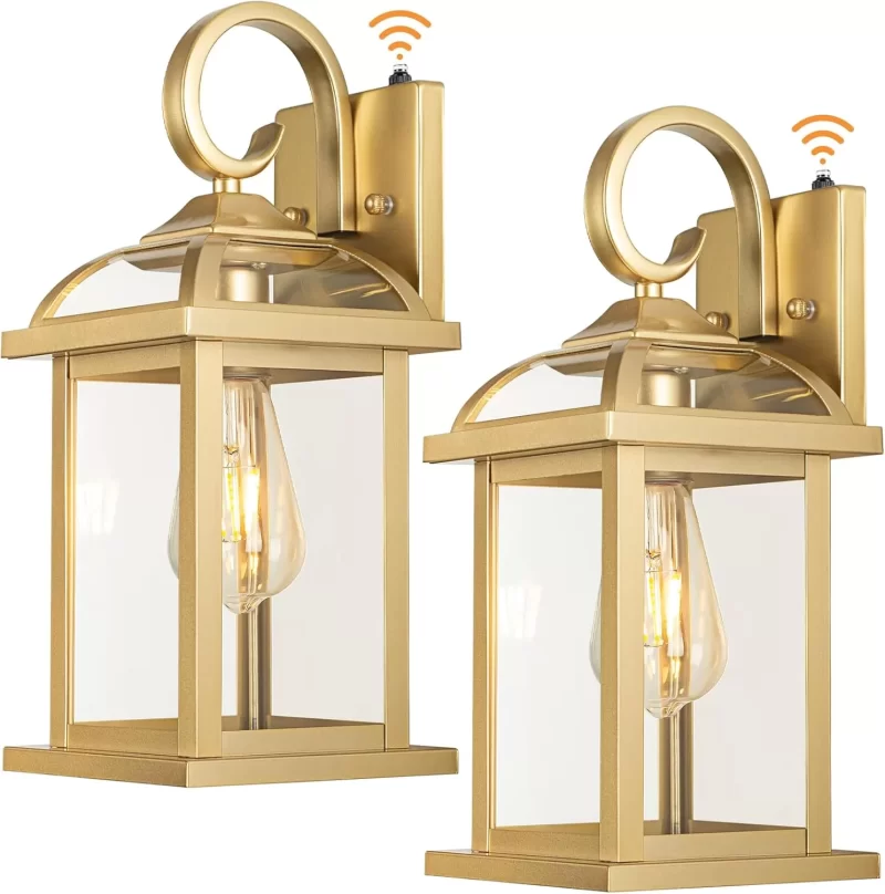 B07050PP Outdoor Wall Lights Dusk to Dawn, 15 Inch Aluminum Anti-Rust Exterior Light Fixture with IP65 Clear Tempered Glass Large Outside Wall Sconce Lanterns for House