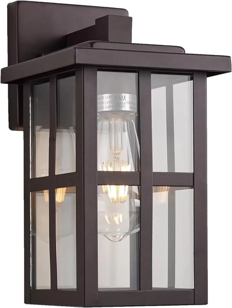 B06108BP  Oil Rubbed Bronze Exterior Lights Wall Mount, Waterproof Clear Glass Outdoor Wall Lantern, 11 Inch Outdoor Wall Lights for House, Garage, Porch, Balcony