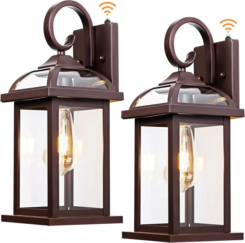 B07050PP Outdoor Wall Lights Dusk to Dawn, 15 Inch Aluminum Anti-Rust Exterior Light Fixture with IP65 Clear Tempered Glass Large Outside Wall Sconce Lanterns for House - Image 2