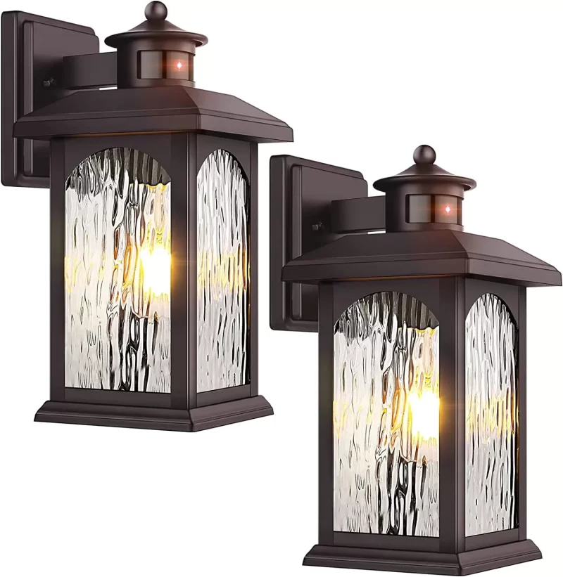 B06077PG 2 Packs Motion Sensor Outdoor Lights - Brown Dusk to Dawn Outdoor Lighting, Oil Rubbed Bronze Exterior Light Fixtures, Waterproof Porch Lights Wall Sconce for House, Garage, Entryway Anti-Rust