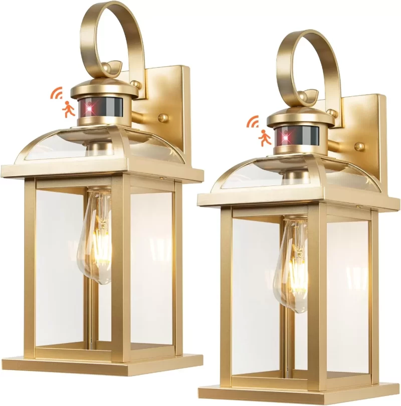 B07050PG Motion Sensor Outdoor Light Fixtures Dusk to Dawn , 16 Inch Aluminum Anti-Rust Large Brass Outdoor Sconces Wall Mounted Lamps Photocell Outdoor Lights for House Front Porch - Image 3