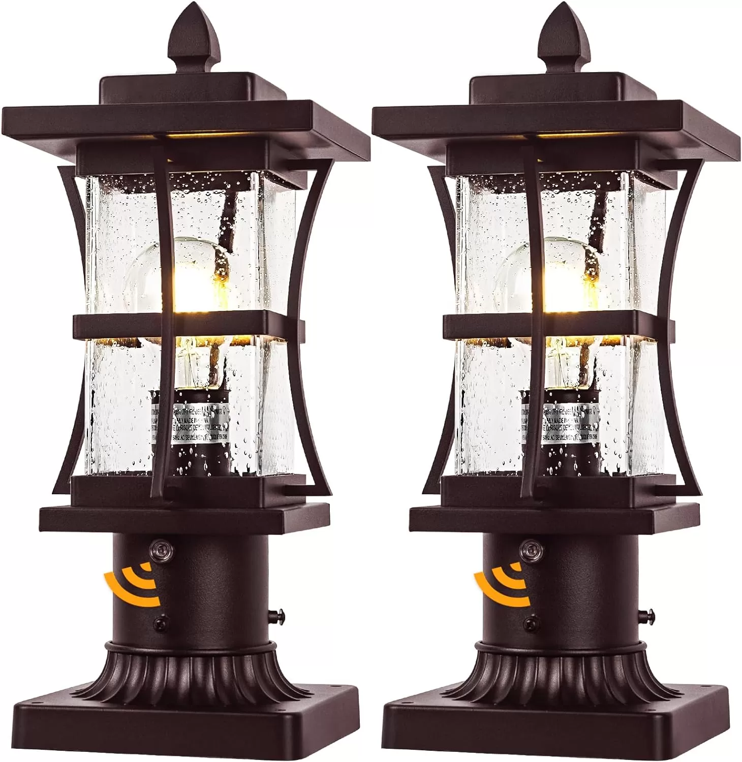 Z06060CPP Dusk to Dawn Outdoor Post Light Fixture with Pier Mount Base - Black Outdoor Pole Lighting, Waterproof Pillar Lantern, Modern Outside Column with Seeded Glass for Pathway, Garden, Patio, Anti-Rust - Image 2