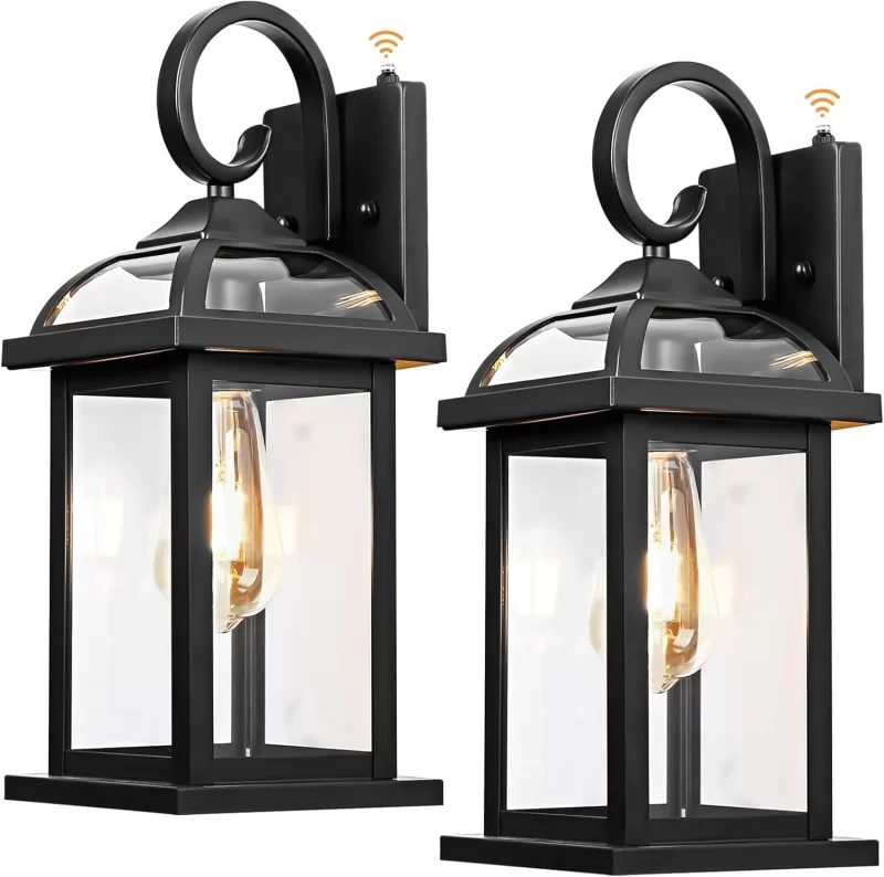 B07050PP Outdoor Wall Lights Dusk to Dawn, 15 Inch Aluminum Anti-Rust Exterior Light Fixture with IP65 Clear Tempered Glass Large Outside Wall Sconce Lanterns for House - Image 3