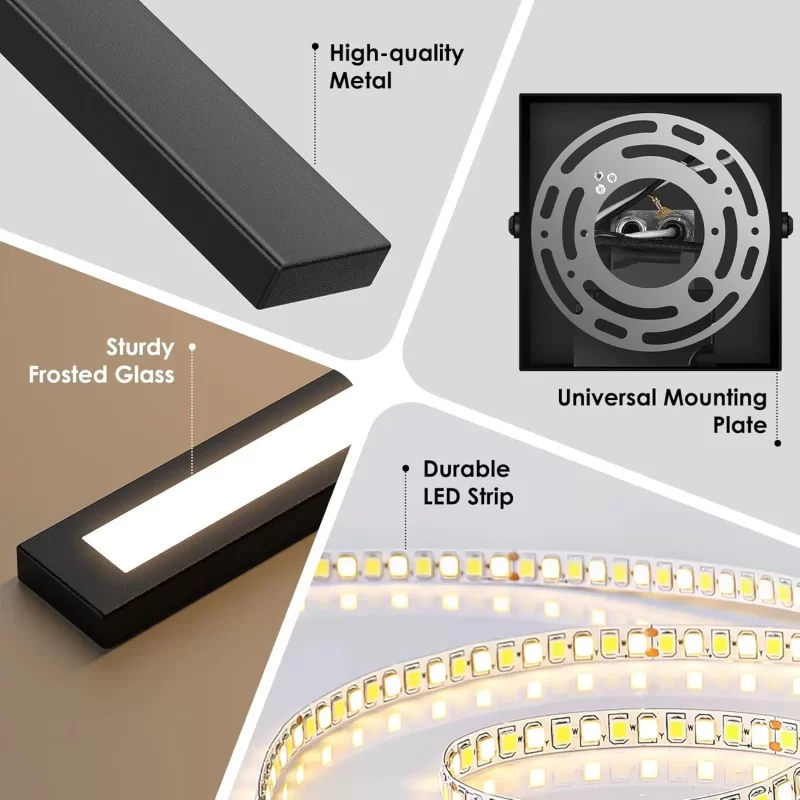B04047L BesLowe 2-Pack 31.75inch Long Outdoor Wall Lights, Modern LED Exterior Lighting Fixtures Wall Mount, Waterproof Porch Lights Outdoor Wall Sconces, Black Outside Lights for House Front Door Garage - Image 6