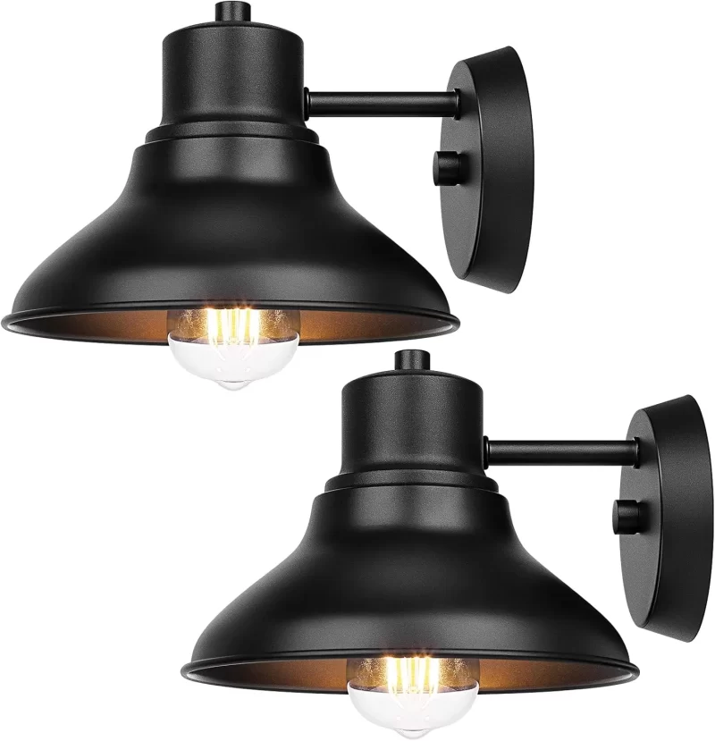 B08026P Outdoor Light Fixtures Wall Mount, Matte Black Farmhouse Gooseneck Barn Light, Waterproof Exterior Wall Sconces, Industrial Porch Lights for House Garage Patio Entryway Front Door, E26 Socket
