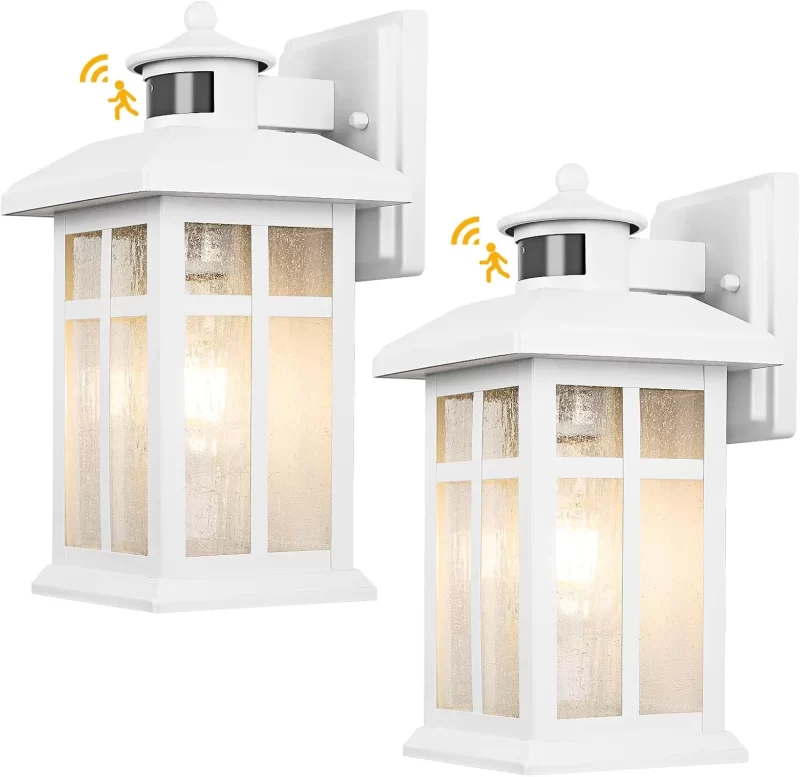 B06098PG Motion Sensor Outdoor Wall Lights  Updated Dusk to Dawn Outdoor Lighting, Exterior Light Fixtures with E26 Sockets & Tempered Glass, Wall Mounted Black Waterproof Outdoor Lights for House - Image 4
