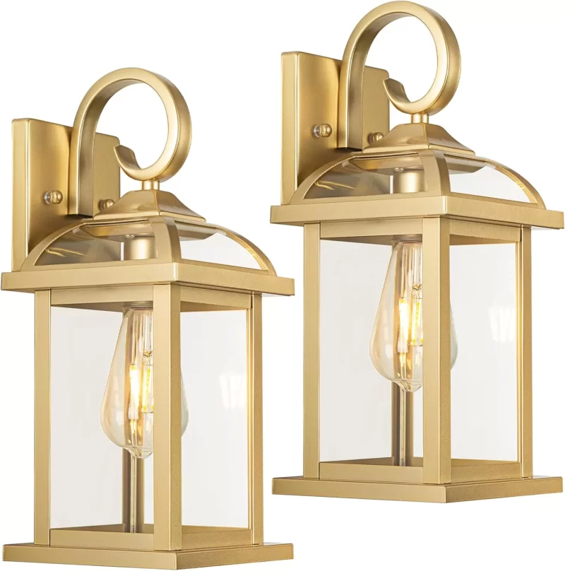 B07050P Outdoor Wall Lights 15 Inch, Aluminum Anti-Rust Large Exterior Porch Wall Lanterns with IP65 Waterproof Clear Glass Brass Outdoor Lights Wall Mount Exterior Lights for House - Image 2