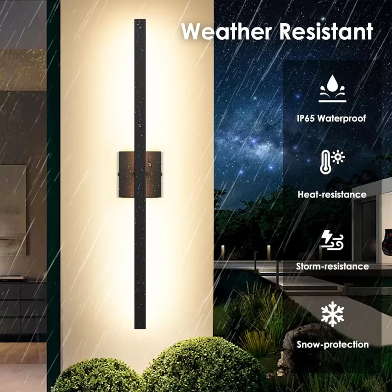 B04047L BesLowe 2-Pack 31.75inch Long Outdoor Wall Lights, Modern LED Exterior Lighting Fixtures Wall Mount, Waterproof Porch Lights Outdoor Wall Sconces, Black Outside Lights for House Front Door Garage - Image 2