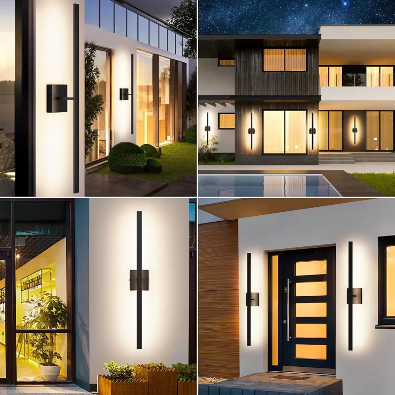 B04047L BesLowe 2-Pack 31.75inch Long Outdoor Wall Lights, Modern LED Exterior Lighting Fixtures Wall Mount, Waterproof Porch Lights Outdoor Wall Sconces, Black Outside Lights for House Front Door Garage - Image 3