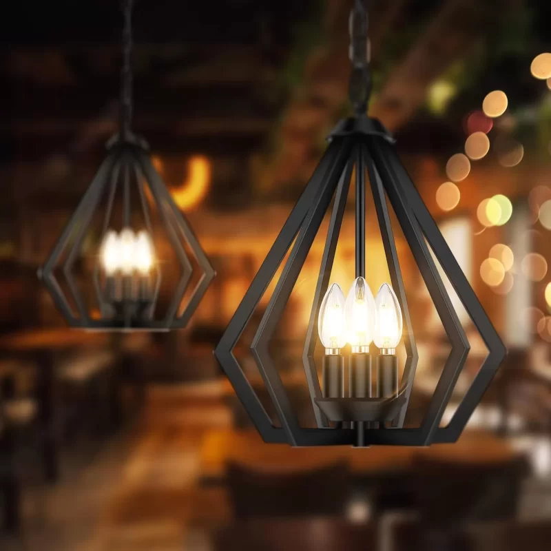 D12007P Pendant Light for Kitchen Island, Farmhouse Chandelier with Adjustable Hanging Height, 3-Light Kitchen Hanging Ceiling Light, Modern Dining Room Lighting Fixture for Hallway Entryway Bedroom - Image 2