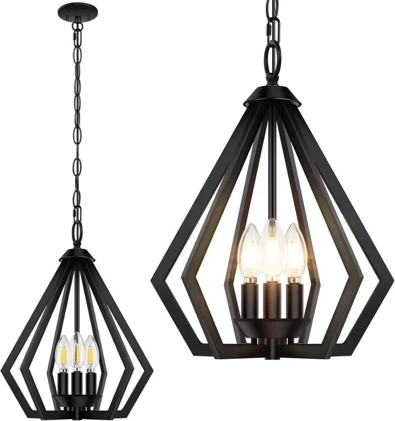 D12007P Pendant Light for Kitchen Island, Farmhouse Chandelier with Adjustable Hanging Height, 3-Light Kitchen Hanging Ceiling Light, Modern Dining Room Lighting Fixture for Hallway Entryway Bedroom - Image 8