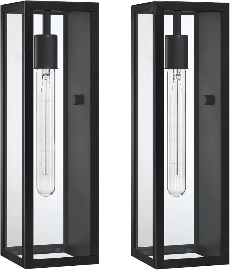 WL103B B04025CPLarge Outdoor Exterior Wall Lights for House 2-Pack, 15.8'' Waterproof Matte Black Front Porch Lights, Rectangular Outdoor Wall Sconce Lantern for Patio Entryway Garage, Bulb Not Included - Image 7