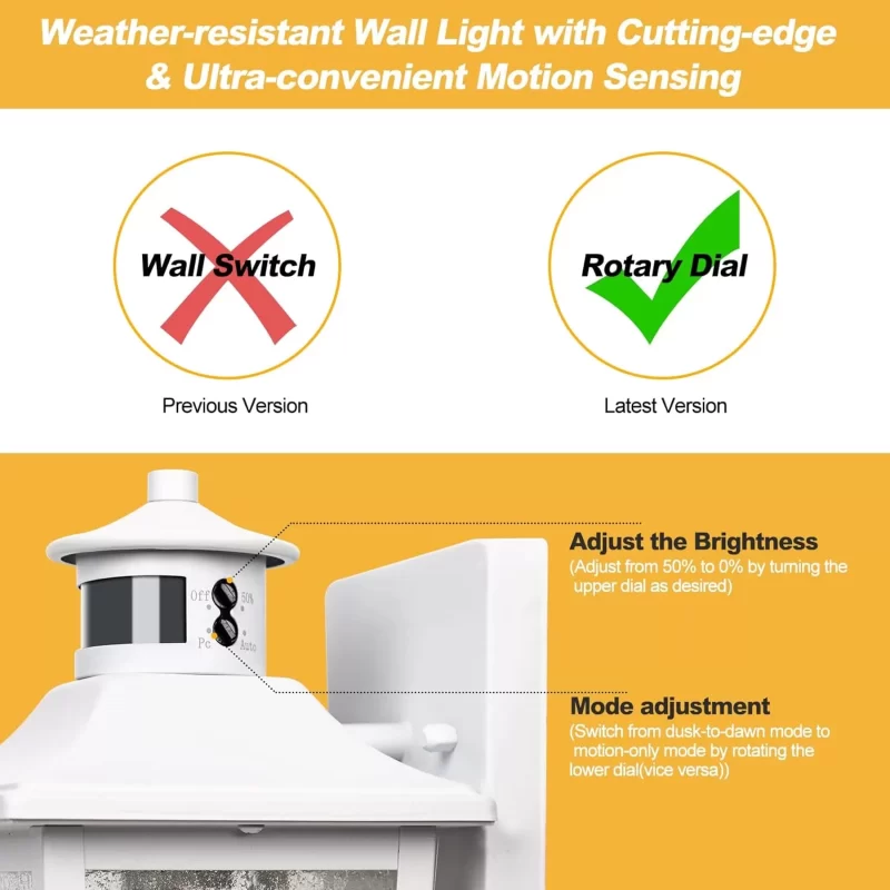 B06079PG-WH Motion Sensor Outdoor Wall Light - Black Dusk to Dawn Outdoor Lighting, LED Waterproof Exterior Light Fixture, Modern Porch Light Outside Wall Mount for House Patio Garage Garage, Anti-Rust - Image 2