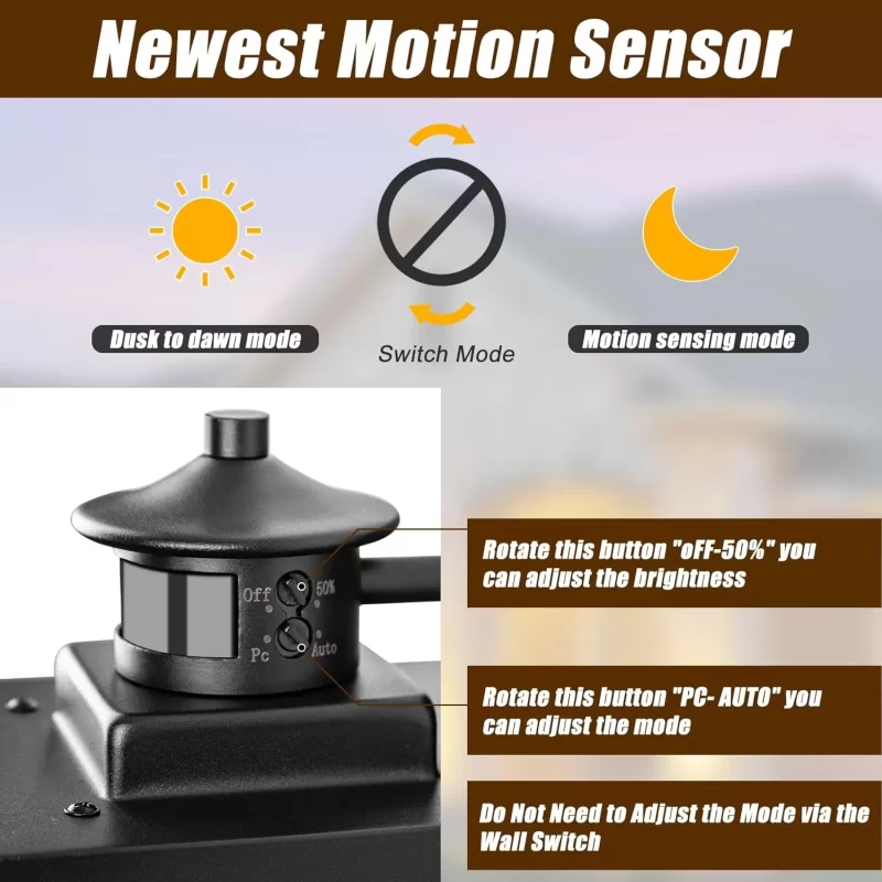 B06116BPG Motion Sensor Outdoor Lights Wall Mount, Dusk to Dawn Garage Exterior Light Fixture 2 Packs, Outdoor Wall Lighting with E26 Socket, Waterproof Unique Glass Shade, Exterior Lights for House, Porch - Image 3
