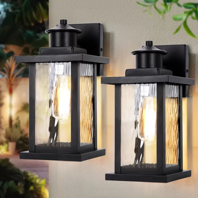 WL311A B06116P Modern Matte Black Outdoor Wall Lanterns - 11.65'' Exterior Waterproof Porch Sconces with E26 Socket