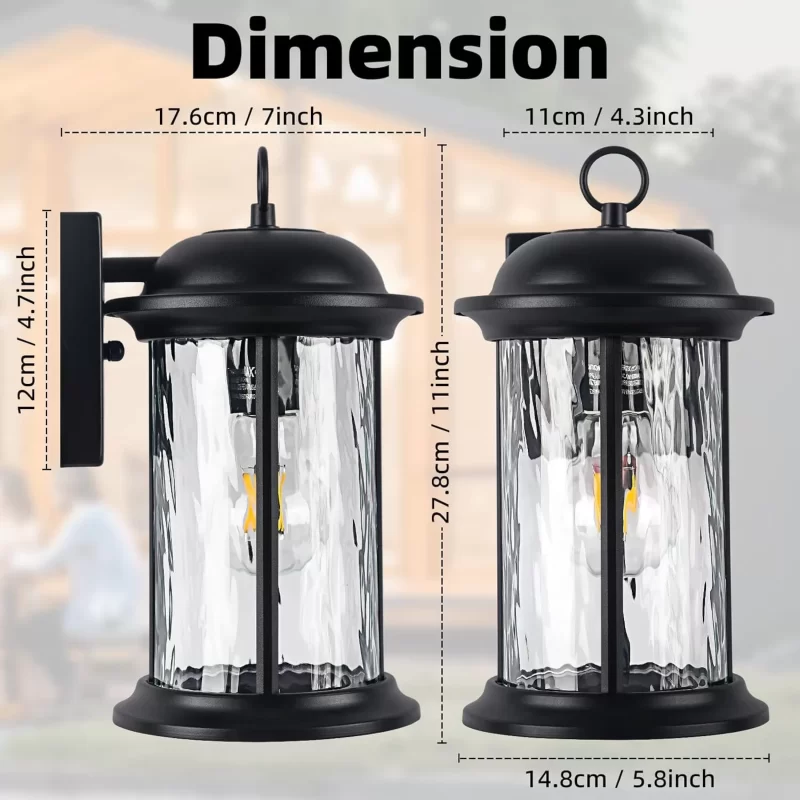 B06102P 2 Pack Exterior Waterproof Wall Sconce Light Fixtures with Clear Glass Shade, Anti-Rust Porch Lights for Outdoor with E26 Socket - Image 4