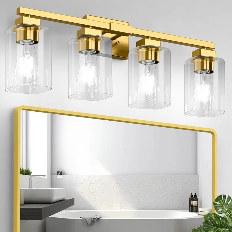 B27003PB 4-Light Bathroom Light Fixtures, Modern Nickel Bathroom Vanity Light, Bathroom Lighting Fixtures Over Mirror, Matte Nickel Bathroom Wall Lamp, Wall Lights for Living Room Bedroom Hallway - Image 2