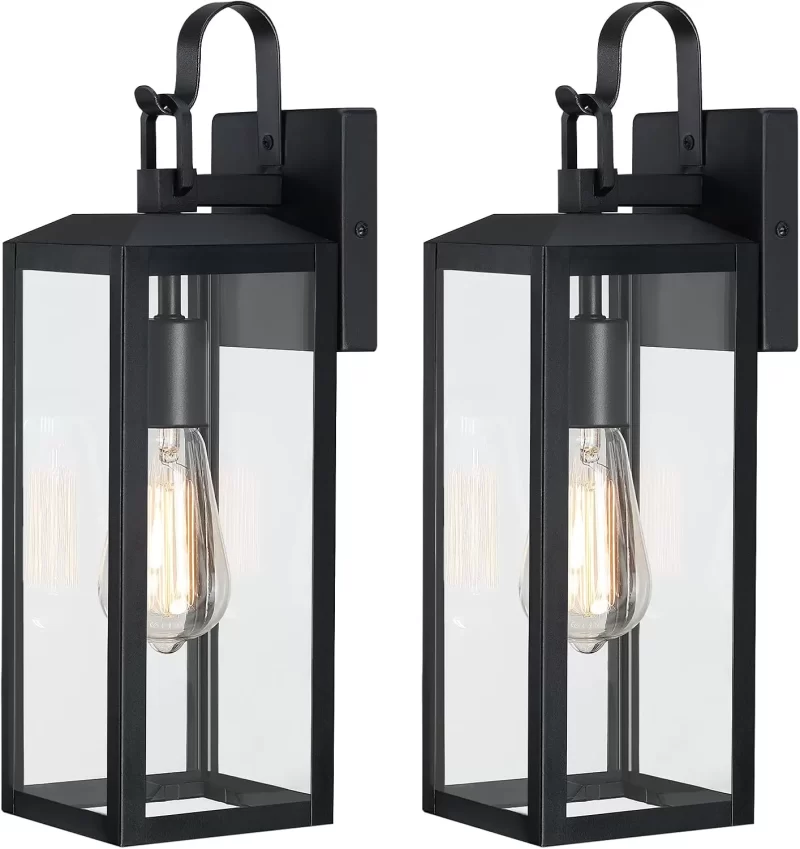 WL108A B04044P utdoor Wall Lights 2-Packs, Modern Black Exterior Lighting Fixtures, Waterproof Outdoor Sconces Porch Light for House Wall Mount, Farmhouse Wall Lanterns for Front Door, Patio, Garage