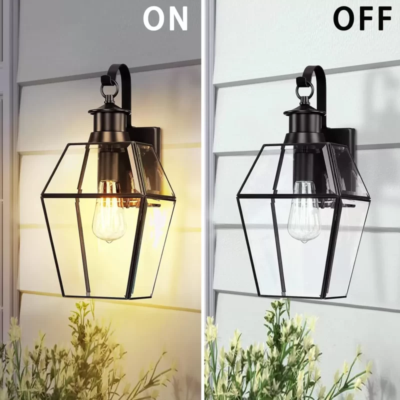 B08018P Brass Outdoor Wall Lights, 17" H Large Wall Sconce, Anti-Rust Exterior Lighting fixtures with Tempered Beveled Glass, Outdoor Lights for House, Patio, Garage, Doorway, Entry - Image 3