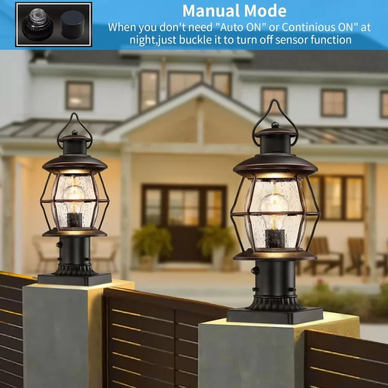 Z06066PP Dusk to Dawn Outdoor Post Lights with Pier Mount Base,Waterproof Lamp Post Light Fixture Hardwired 120V,Oil Rubbed Bronze Post Lantern Lighting for Driveway, Yard, Pathway, Garden, Patio - Image 2