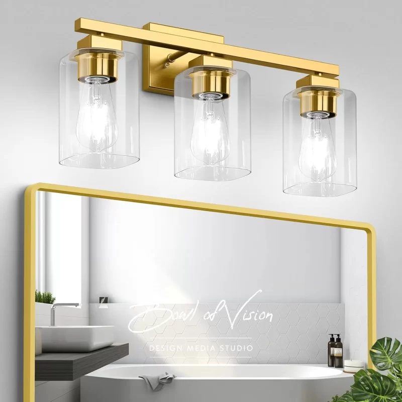 B19003P 3-Light Bathroom Light Fixtures, Modern Black Bathroom Vanity Light, Bathroom Lighting Fixtures Over Mirror, Matte Black Bathroom Wall Lamp, Wall Lights for Living Room Bedroom Hallway - Image 4