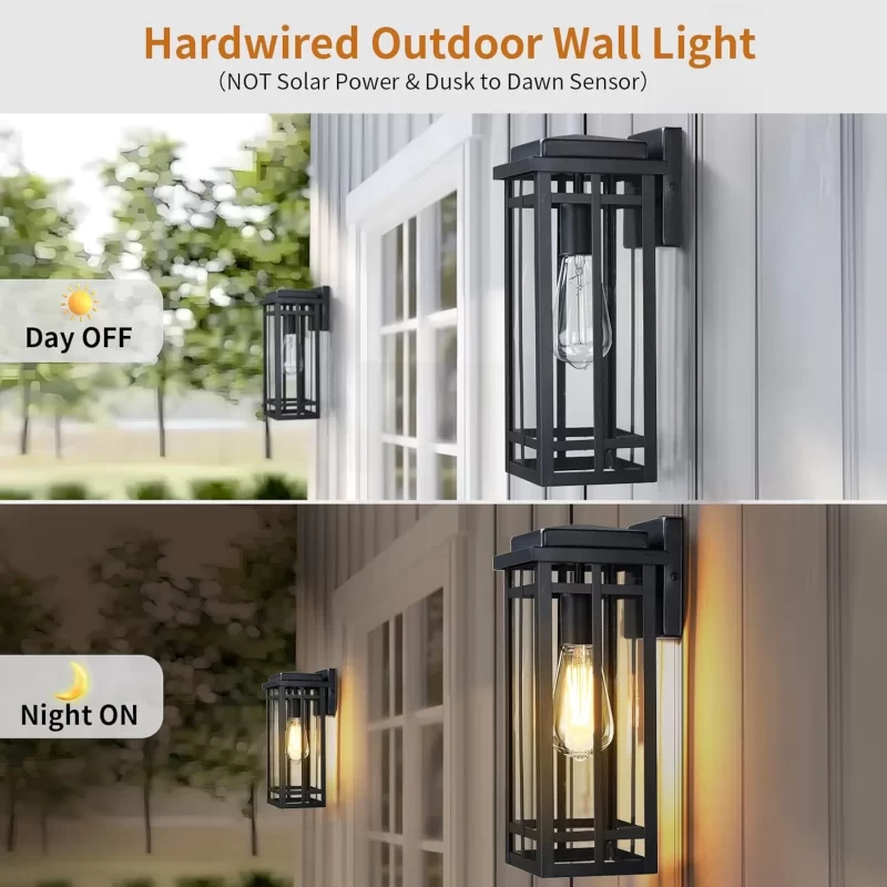 WL320A B05061PC 13.8'' Outdoor Wall Light Fixtures 2 Packs, Porch Lights Outdoor Lighting for House, Exterior Lighting Fixtures Wall Lantern, Waterproof Modern Outside Sconce for Front Door, Garage - Image 5