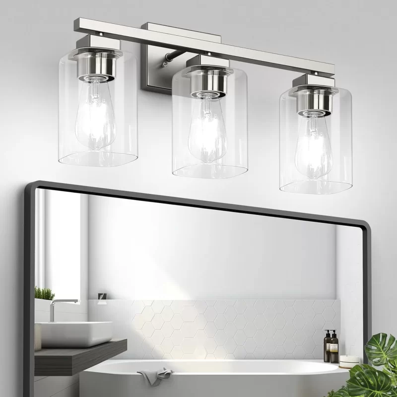 B19003P 3-Light Bathroom Light Fixtures, Modern Black Bathroom Vanity Light, Bathroom Lighting Fixtures Over Mirror, Matte Black Bathroom Wall Lamp, Wall Lights for Living Room Bedroom Hallway - Image 3