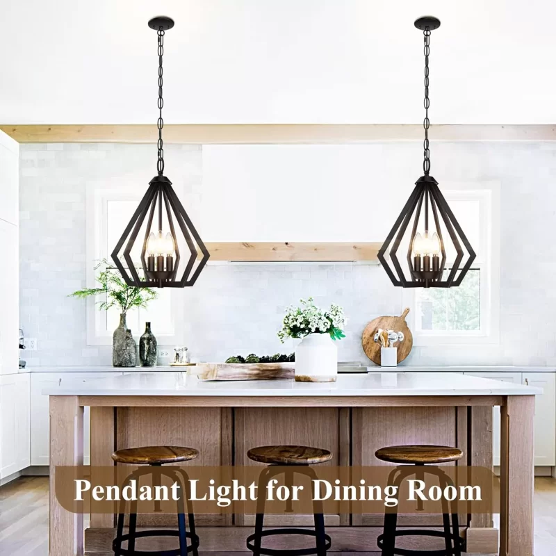 D12007P Pendant Light for Kitchen Island, Farmhouse Chandelier with Adjustable Hanging Height, 3-Light Kitchen Hanging Ceiling Light, Modern Dining Room Lighting Fixture for Hallway Entryway Bedroom - Image 6