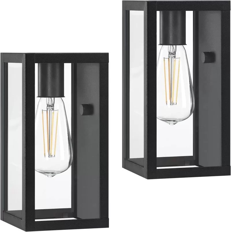 WL101B B04025P Outdoor Exterior Wall Lights for House 2Packs, 9.5'' Small Matte Black Waterproof Front Porch Lights with Tempered Glass, Outdoor Lighting Fixtures Outside Patio Garage Wall Mount Sconces, None-Bulb - Image 6