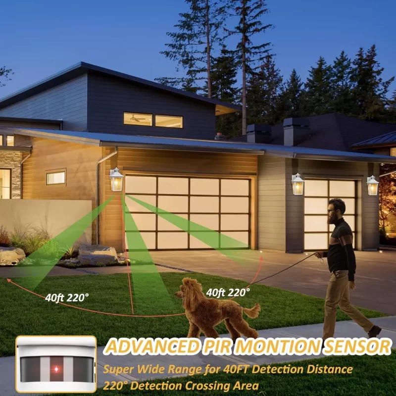 B06079PG-WH Motion Sensor Outdoor Wall Light - Black Dusk to Dawn Outdoor Lighting, LED Waterproof Exterior Light Fixture, Modern Porch Light Outside Wall Mount for House Patio Garage Garage, Anti-Rust - Image 6