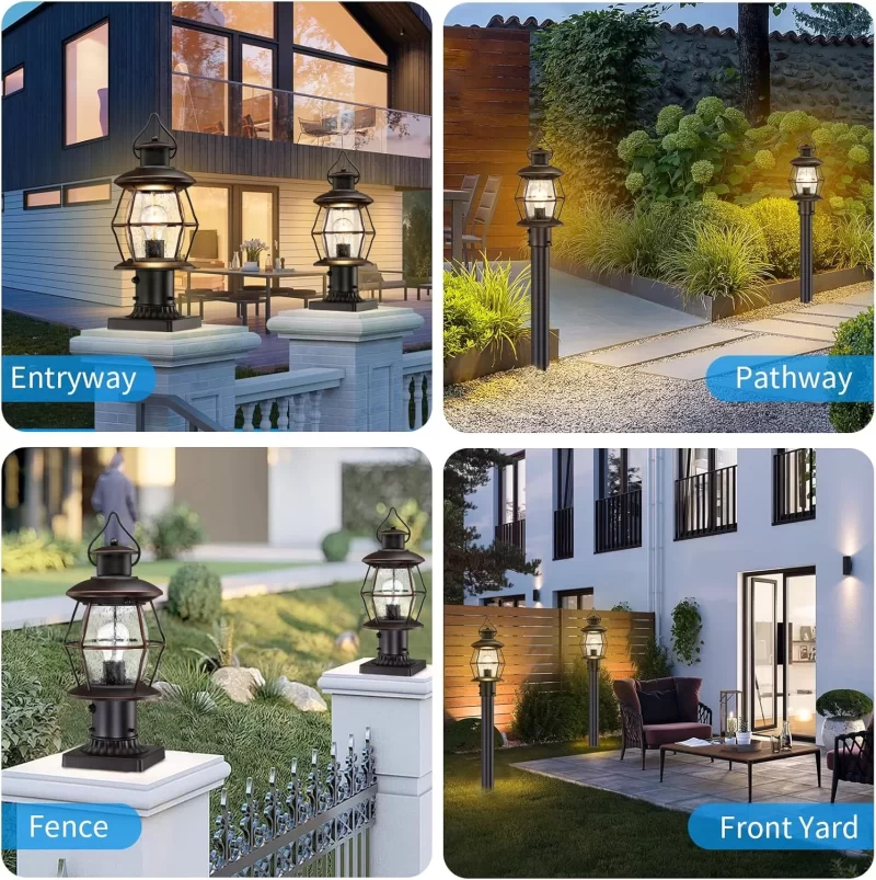 Z06066PP Dusk to Dawn Outdoor Post Lights with Pier Mount Base,Waterproof Lamp Post Light Fixture Hardwired 120V,Oil Rubbed Bronze Post Lantern Lighting for Driveway, Yard, Pathway, Garden, Patio - Image 7