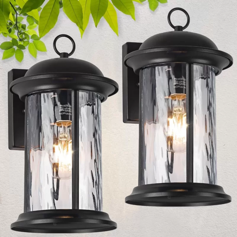 B06102P 2 Pack Exterior Waterproof Wall Sconce Light Fixtures with Clear Glass Shade, Anti-Rust Porch Lights for Outdoor with E26 Socket